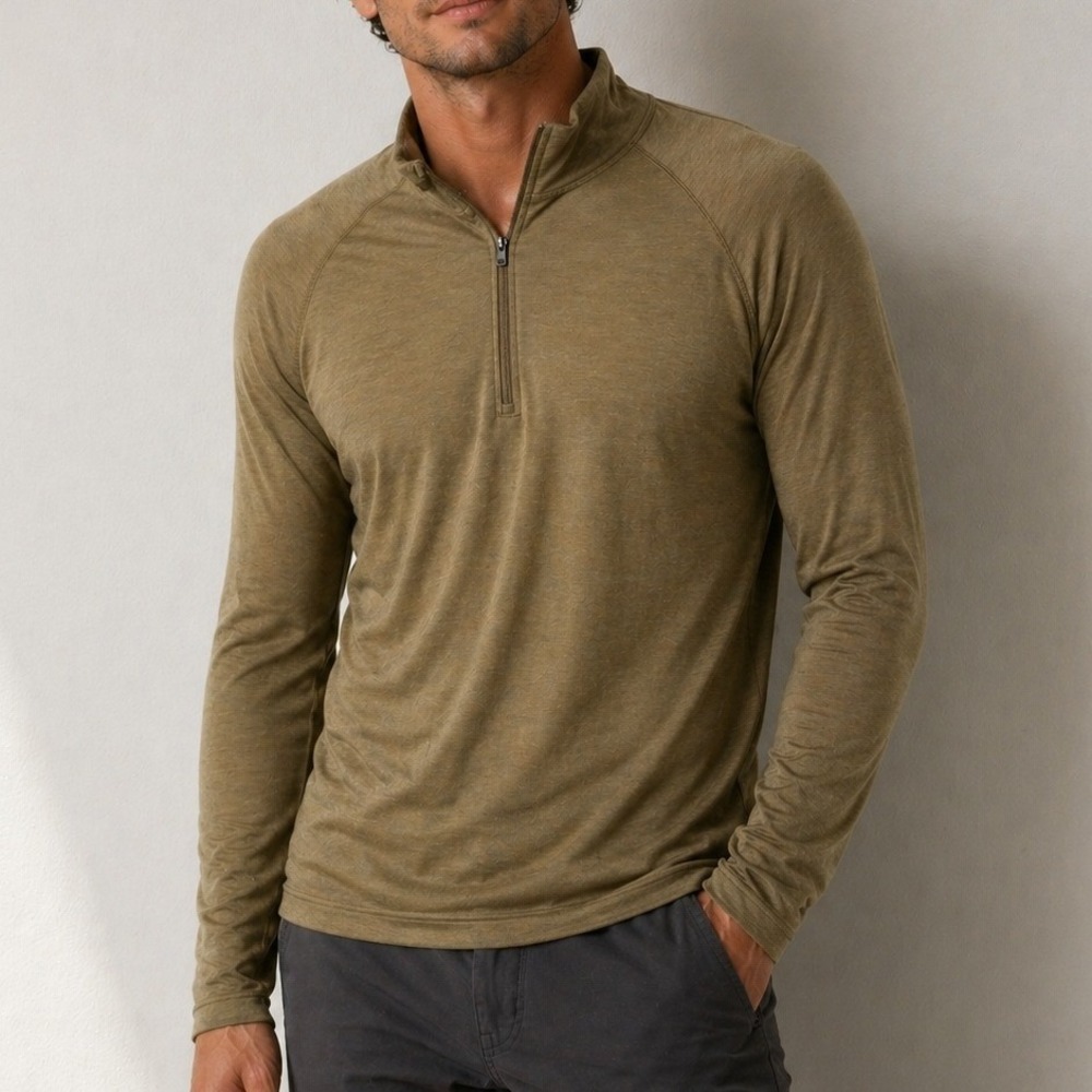 Halys PCU Level 1 Shirt Mens Large Long Coyote Brown 1/4 Zip Base Layer Tactical